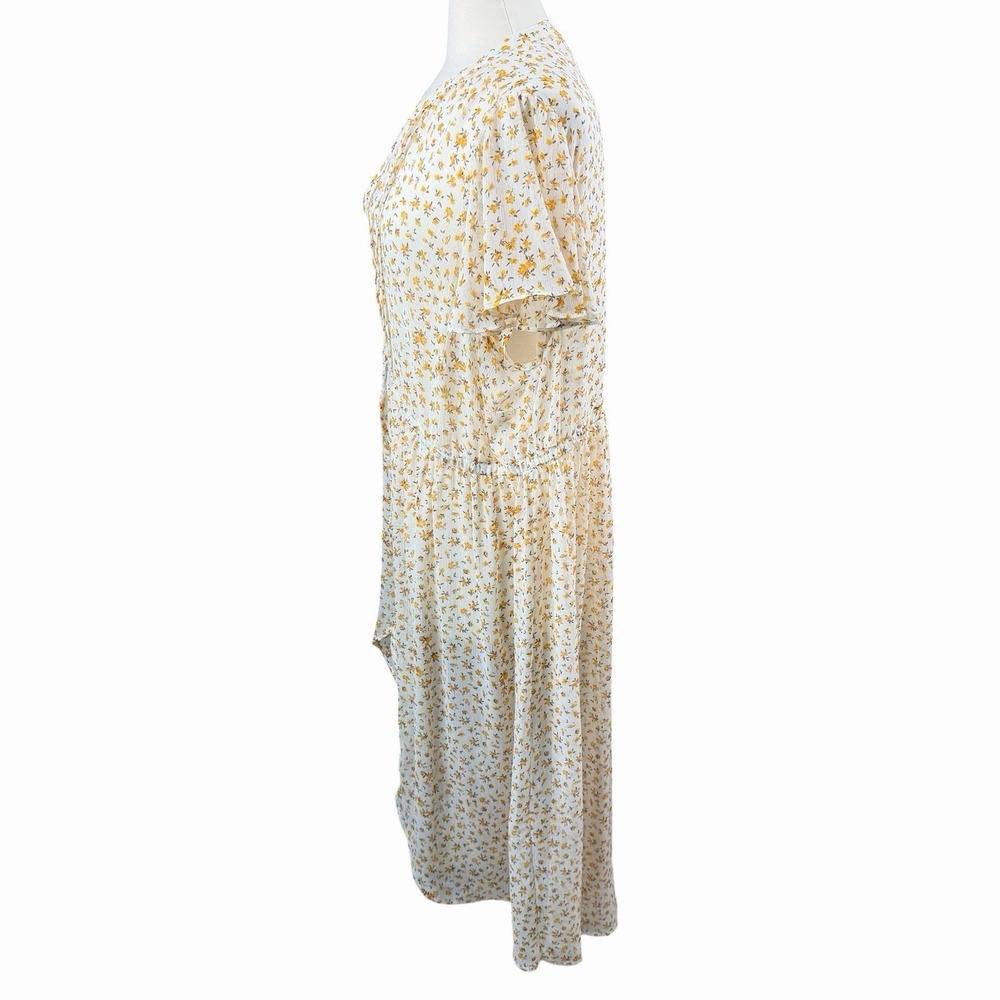 Torrid Top Floral Blouse Kimono Women's 3 White Yellow Maxi Top Hi Lo Top - Picture 9 of 10